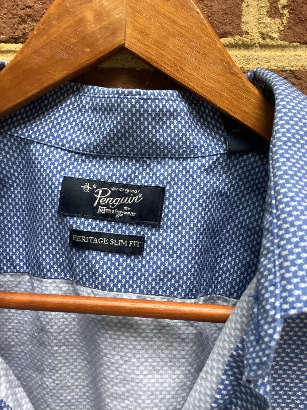 Original Penguin Men’s Long Sleeve Button Down Dress Shirt Cotton 16 1/2 Neck - Picture 3 of 5